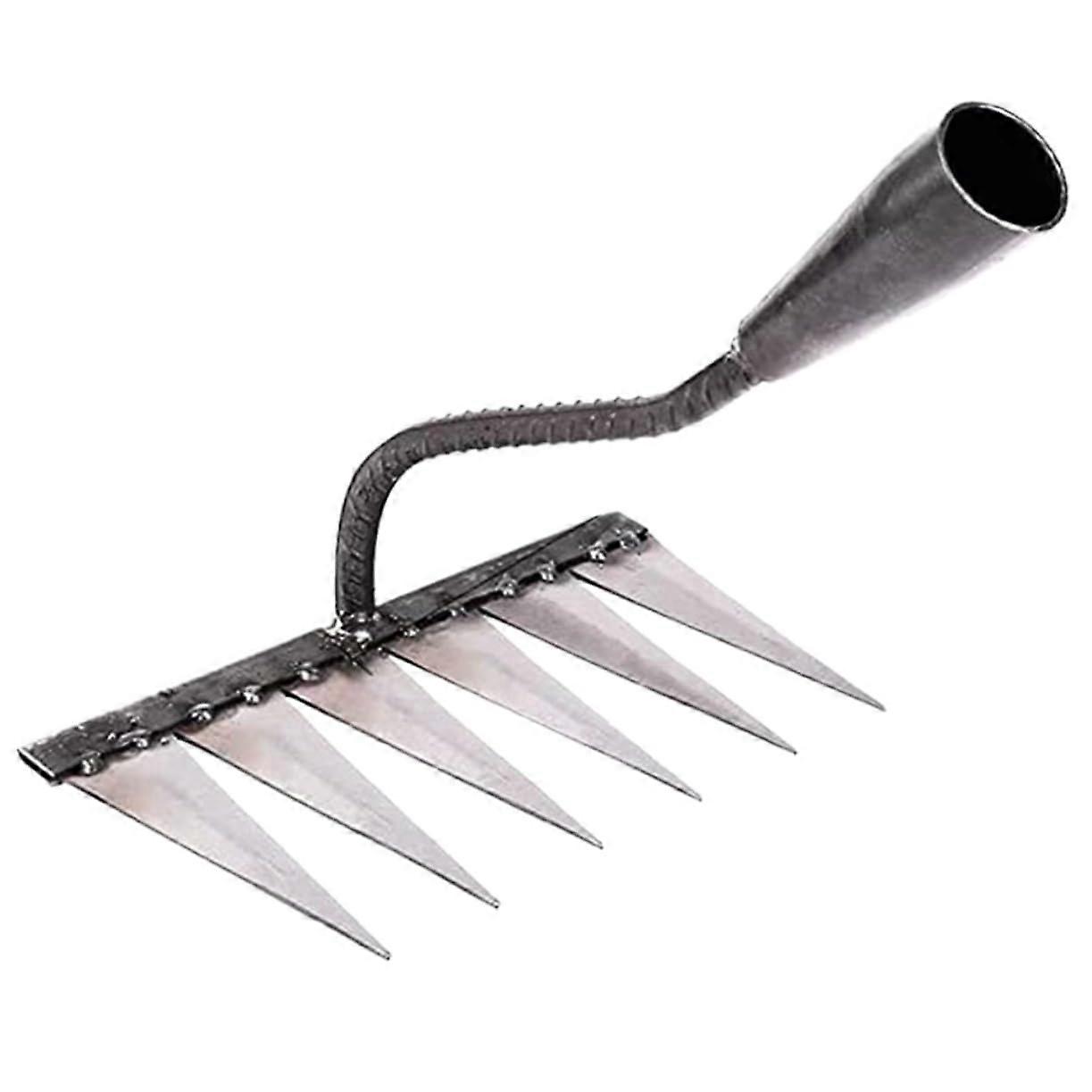 Multifunctional Garden Rake 60 cm Durable Metal Tool for Soil Loosening and Debris Removal in Versatile Gardening Tasks