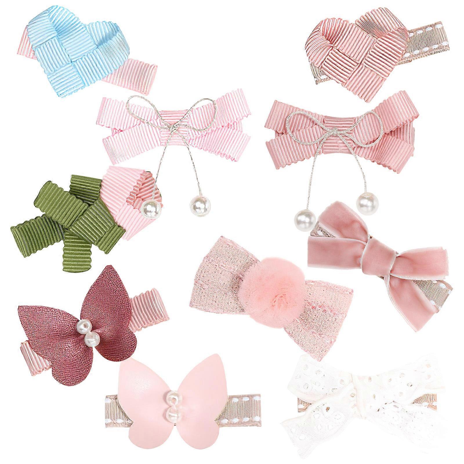 a refined and appealing product description based on your input:
**10pcs Pink Bow Hair Clips – Durable & Adorable Hair Accessories for Little