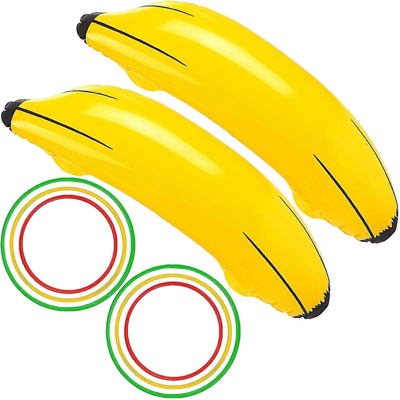Inflatable Banana with Throwing Rings, Pool Toy for Summer Beach Party