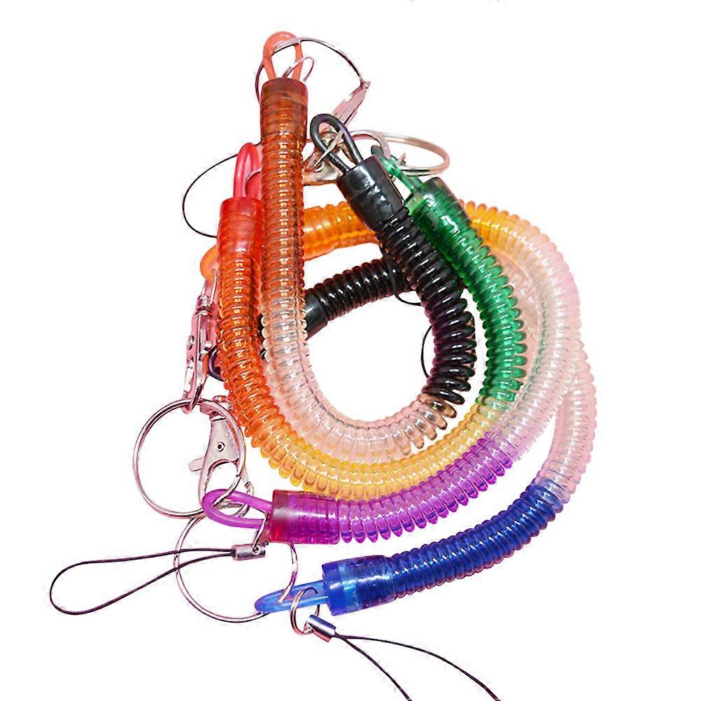 Flexible Spring Coil Lanyard Keychain with Clip – Durable, Elastic & Theft Resistant Tether for Keys, 4pcs Random