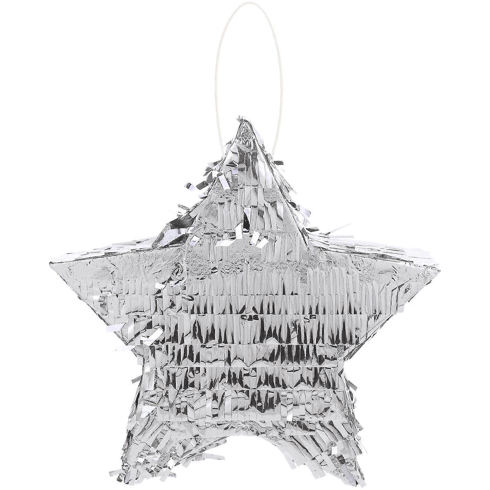 Children's Star-Shaped Pinata Toy For Birthday Party Celebration Event Silver 1Set Party Game