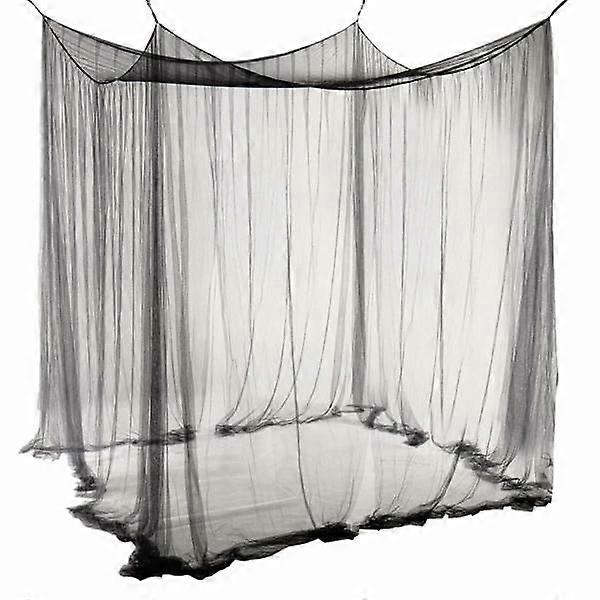 Double Mosquito Net Black Canopy Bed Decorative Princess Square Netting Large for Indoor Room and Camping