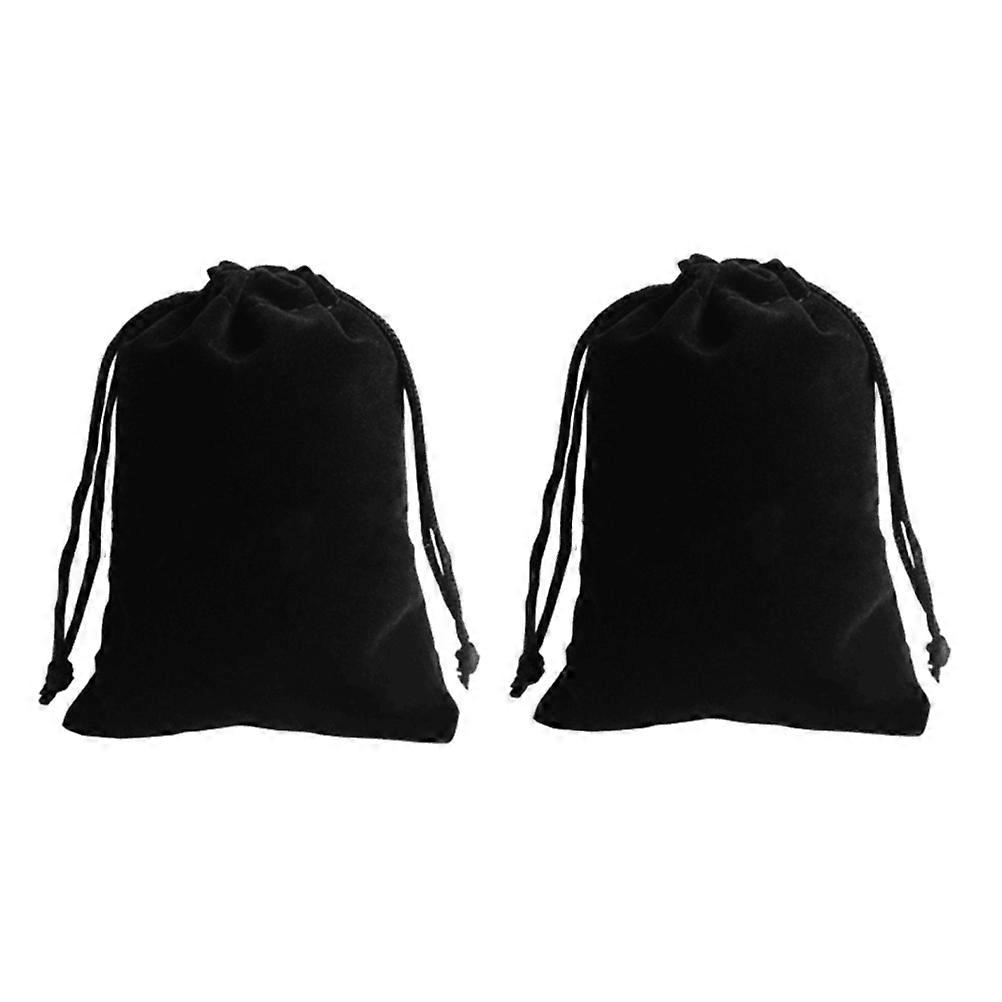 Black Flannel Drawstring Bags for Candy Storage Gift Bags with Stretch 2 Pieces Size L