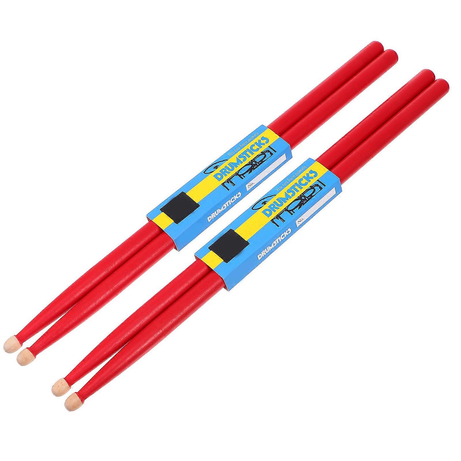Red Drum Sticks for Beginners Made of Synthetic Material with Comfortable Grip and Slip Resistance