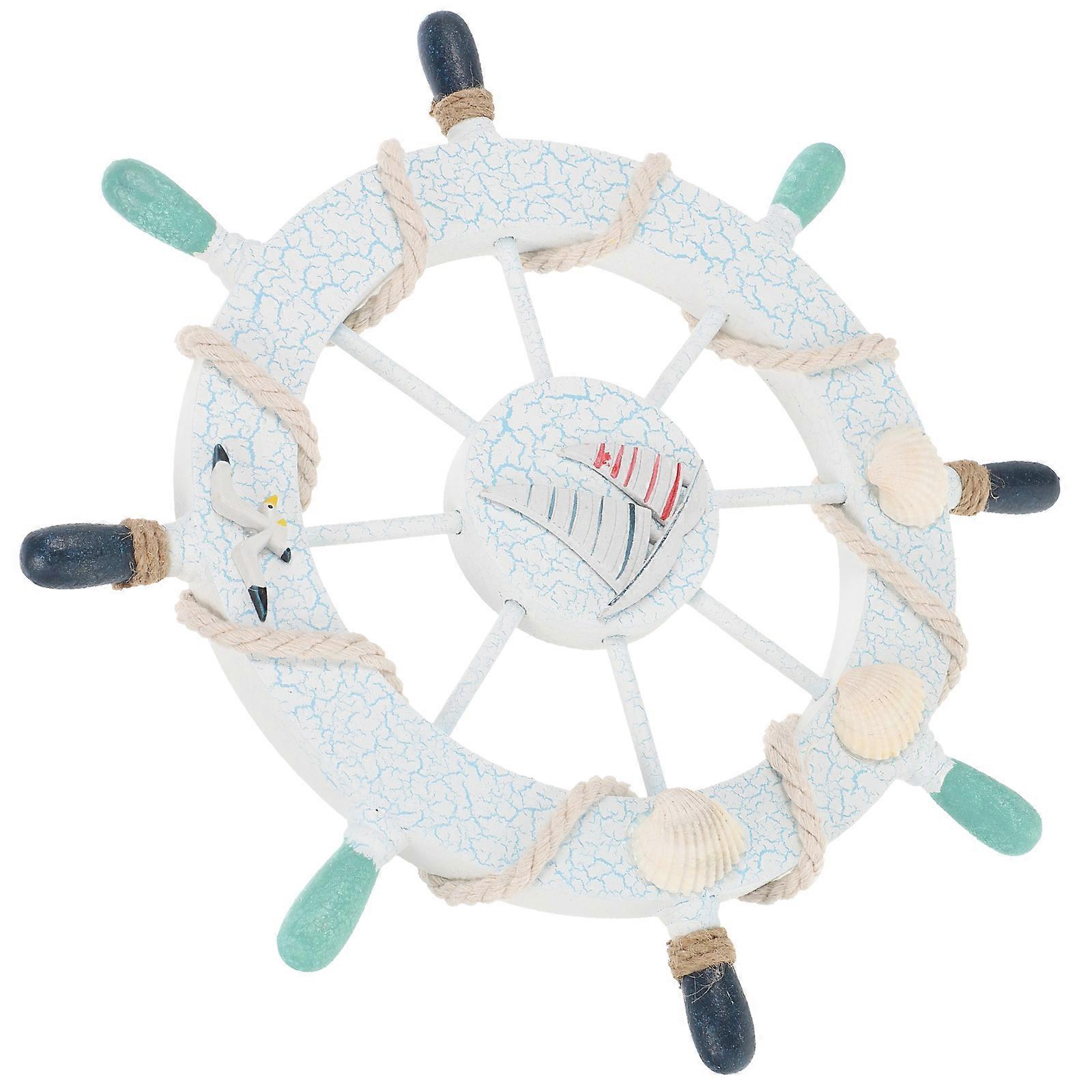 Mediterranean Style Rudder Wall Hanging Decor with Craftsmanship for DIY Multi Color