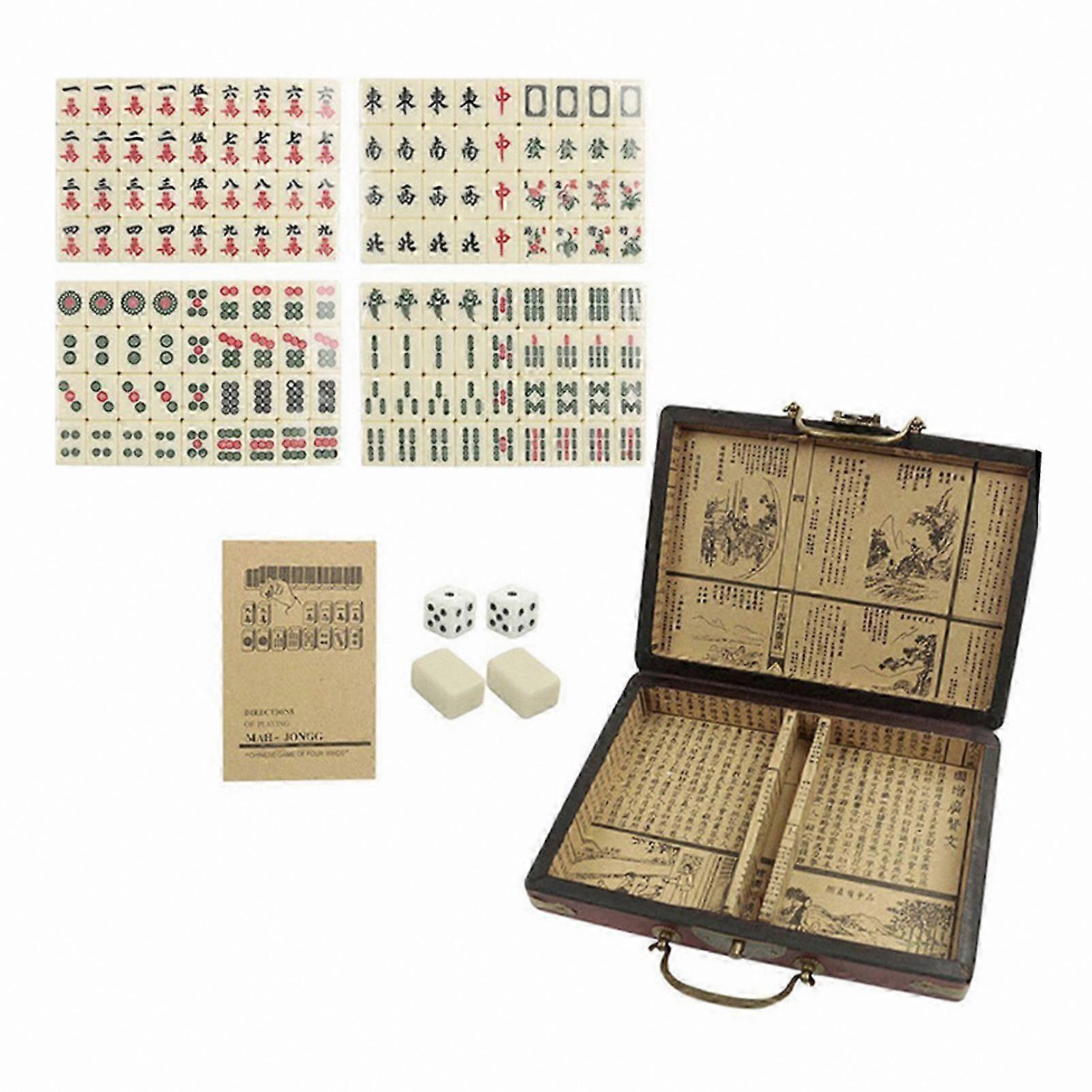 Mahjong Tiles Game Set with Storage Case for Logical Thinking and Fun Gifts