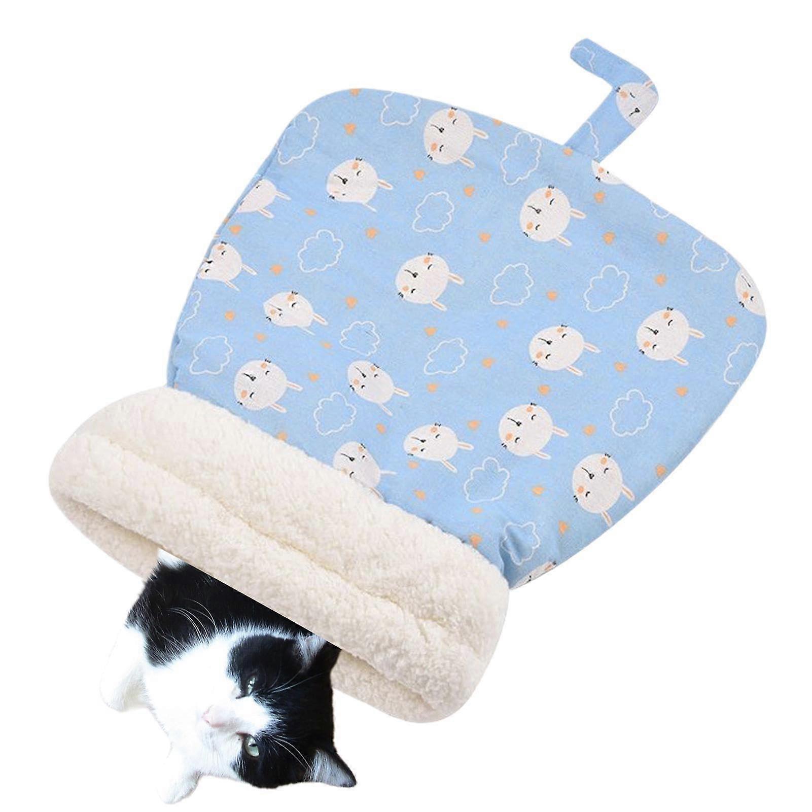 Katzenhöhle sleeping bag, cozy pet sleeping bag, heating pad for kittens, cat capsule, windproof cat bag, blue cushion. Check the description.