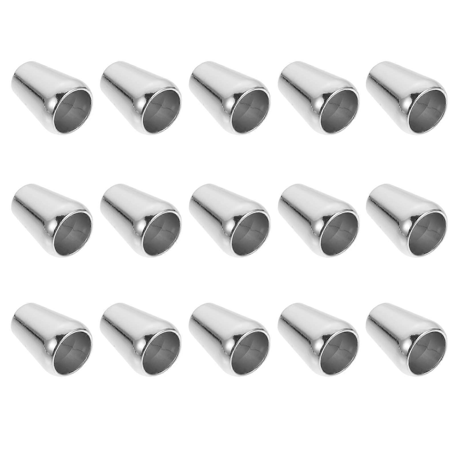 30er-Set Kordelspanner Lanyard-Verschlussknöpfe Silber Legierung Glatte Seilenden 1.3X0.8X0.5CM Für Kordelzug-Kordelverschlüsse