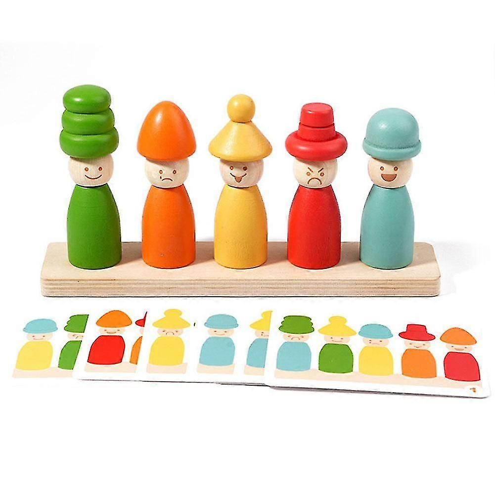 Educational Wooden Stacking Toy for Kids - Colour & Shape Matching Game