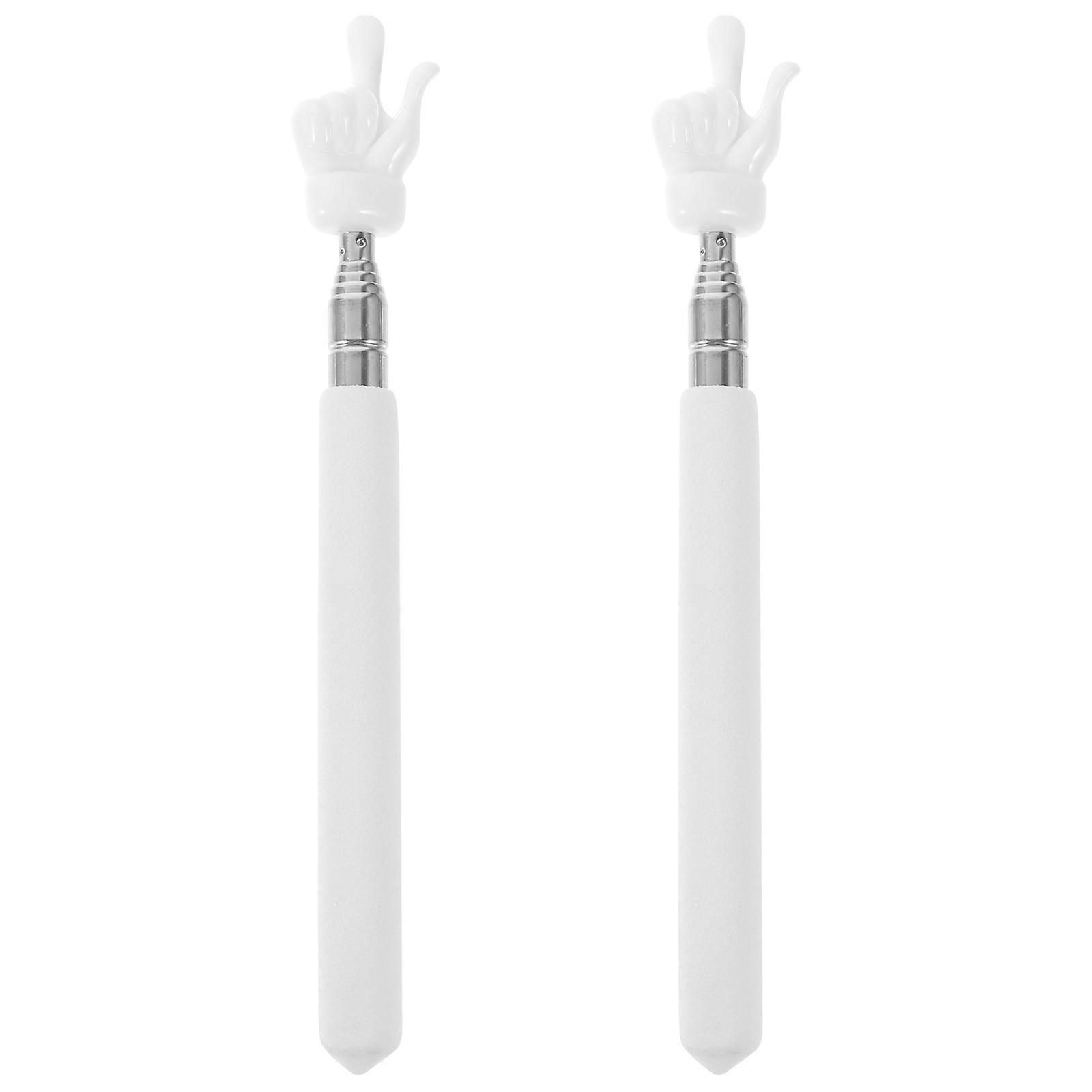 Retractable Teacher Pointer Sticks 2Pcs Extendable Classroom Teaching Aid For Teachers And Students 17X2.5X1.3Cm White Color Cylindrical Shape