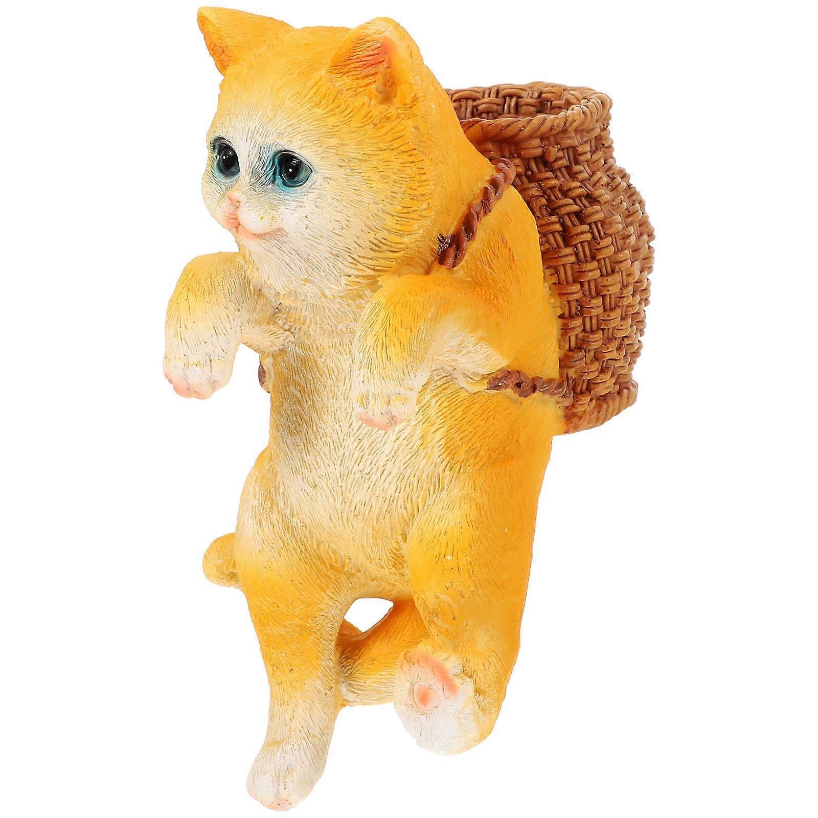 Cat Shape Fish Tank Decorative Ornament Tabletop Decor 1 Set