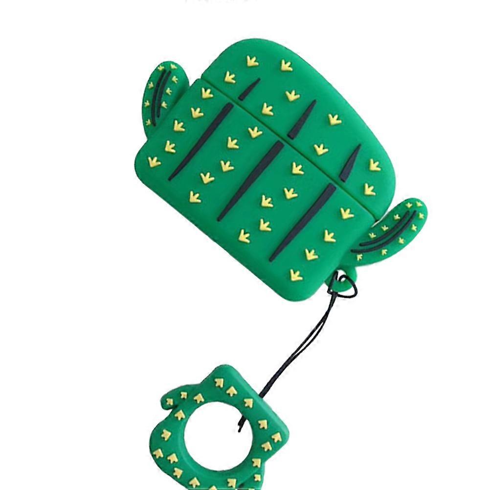 Silicone Earbuds Box Cactus Design For Wireless Earbuds Green Protector 1Pc