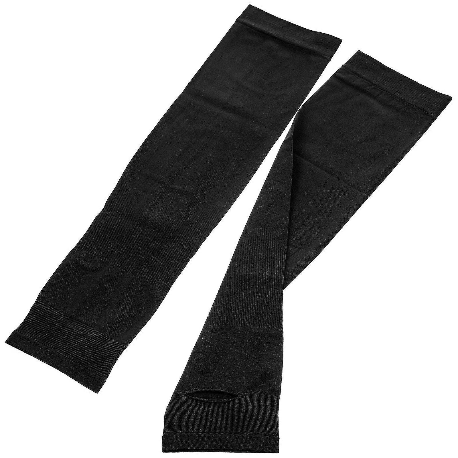 Sports Arm Sleeves For Summer Use Fishing Running Golfing Men Women And Children 40.5x10cm Black Cooling Effect 1 Pair