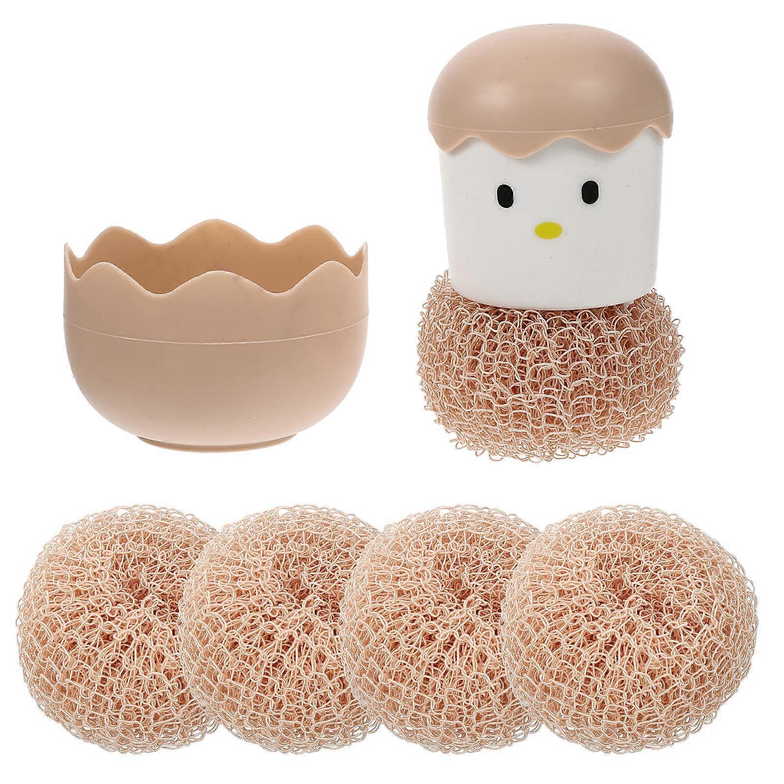 Multifunctional Cleaning Brush For Kitchen Dishwashing With Eggshell-Shaped Design And Nano Material 1 Set