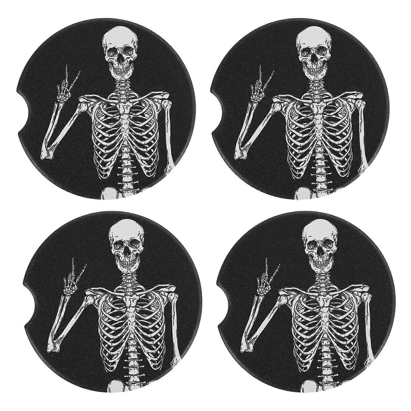 Stylish Coasters 4 Pcs Round Coasters For Halloween Enthusiasts Assorted Color Wear-resistant Function For Home Use