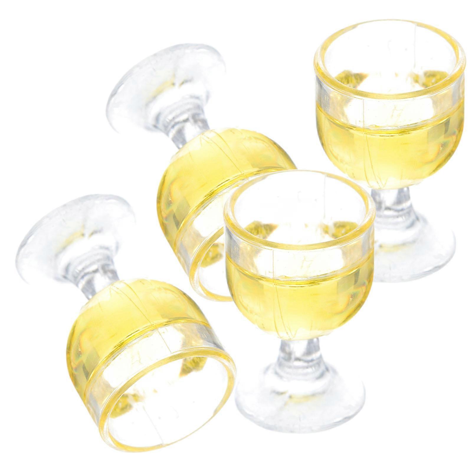 4pcs Dollhouse Miniature Wine Glasses, Yellow Resin , Cocktail Glasses, Tableware Accessories for Doll Houses, Scale Model Glassware