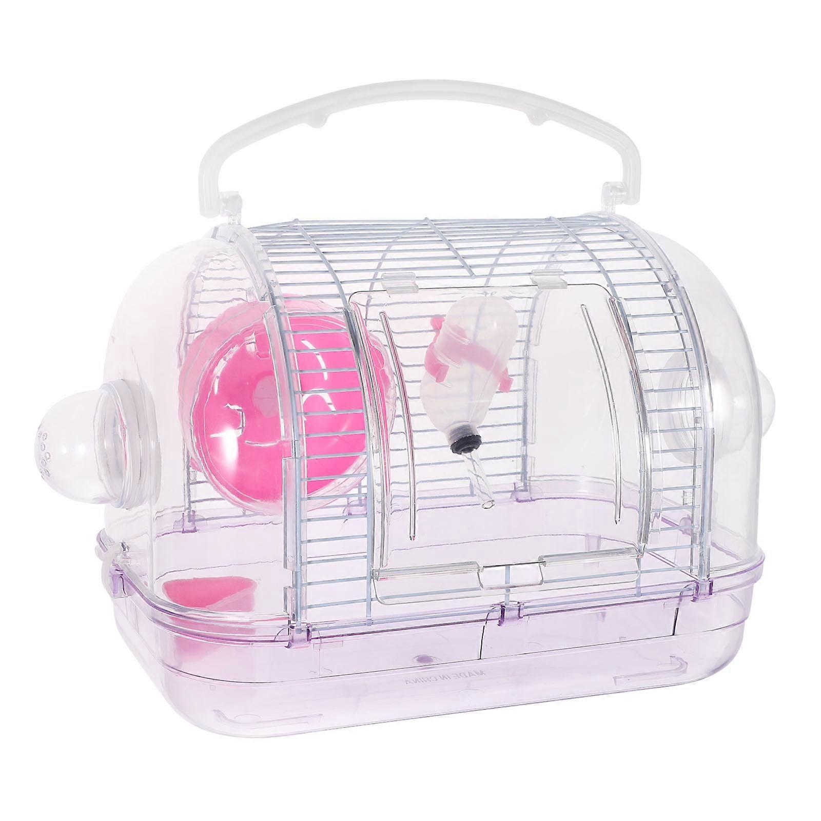 1Pc Portable Hamster Carry Case Suitable For Guinea Pig Safe Hideout In Pink Easy To Clean
