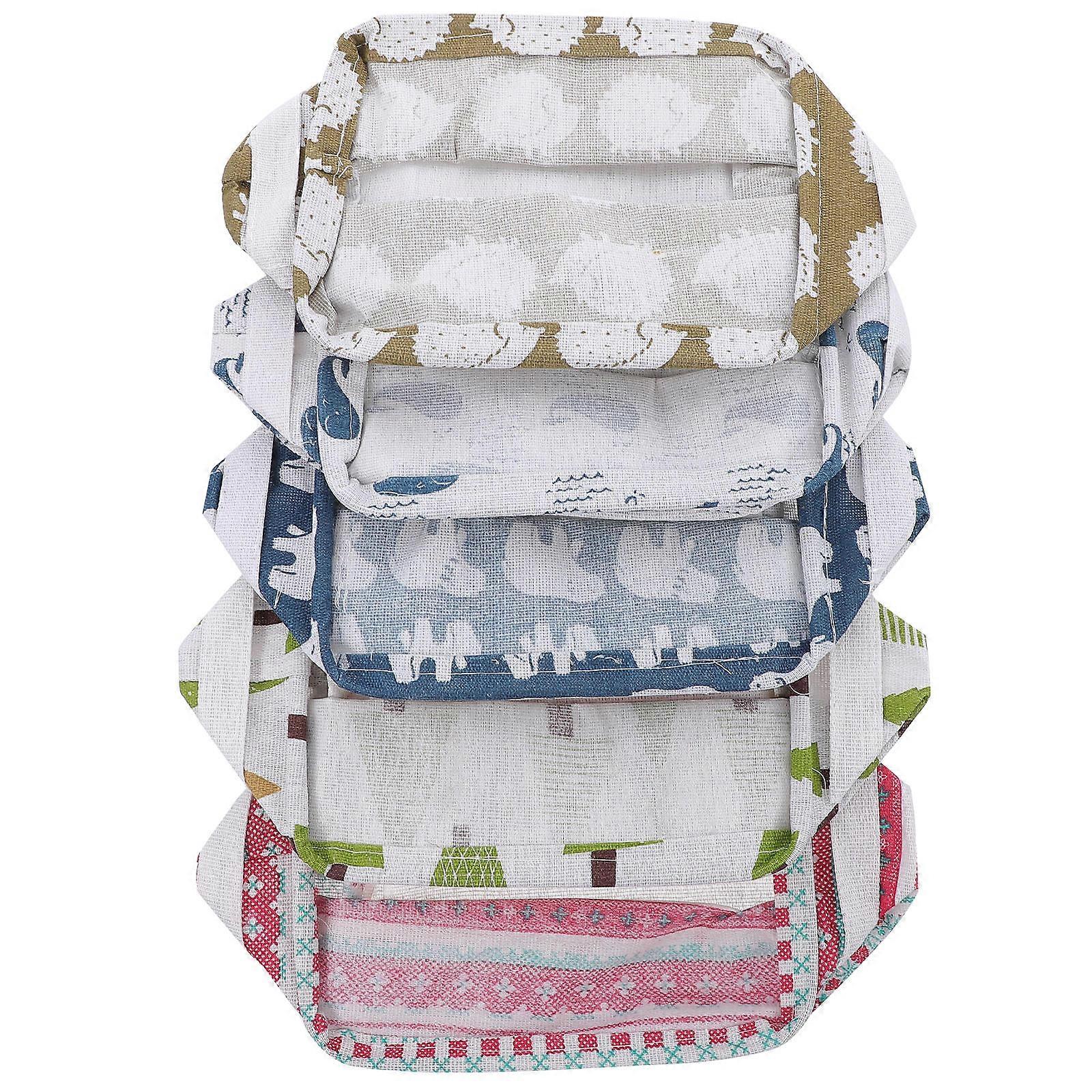 Cotton And Linen Storage Basket 5Pcs Space-saving Multi-functional Bin For Organizing Magazines And Toiletries In Assorted Color