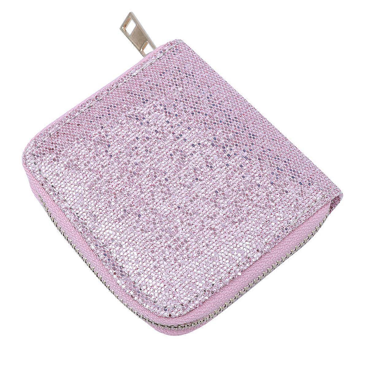 Borsa portaoggetti con cerniera dal design sottile in glitter rosa perfetta per le donne ragazze 1 confezione da 10,5x10x2,5 cm