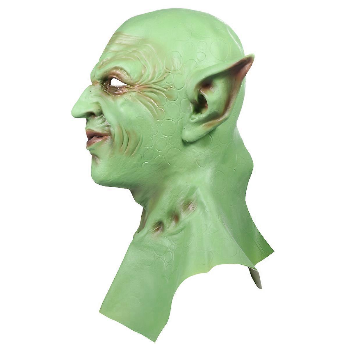 Scary Mask Costume Ideal For Halloween Events And Photography Props Adults Green Latex 1Set