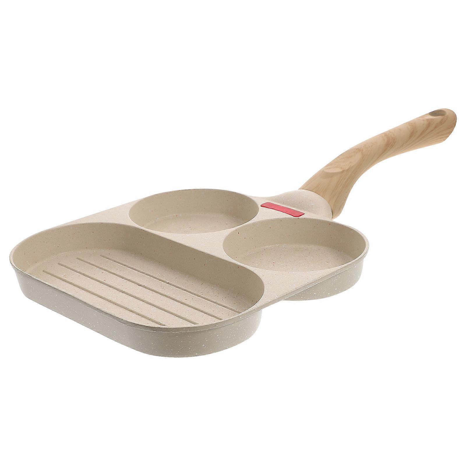 NonStick Camping Frying Pan Aluminum Alloy Khaki Egg and Pancake Pan for 11.8 inch