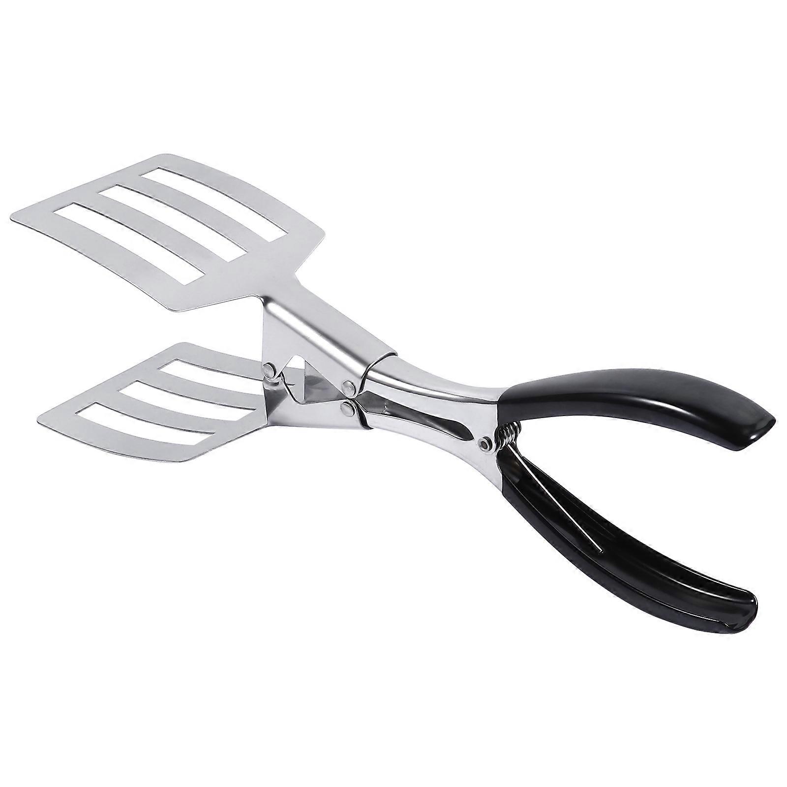 Stainless Steel Food Tongs with Anti Slip Handle and Oil Draining Design for BBQ, Steak, Fish, Bread, and Outdoor Grilling – Ergonomic Long Grip