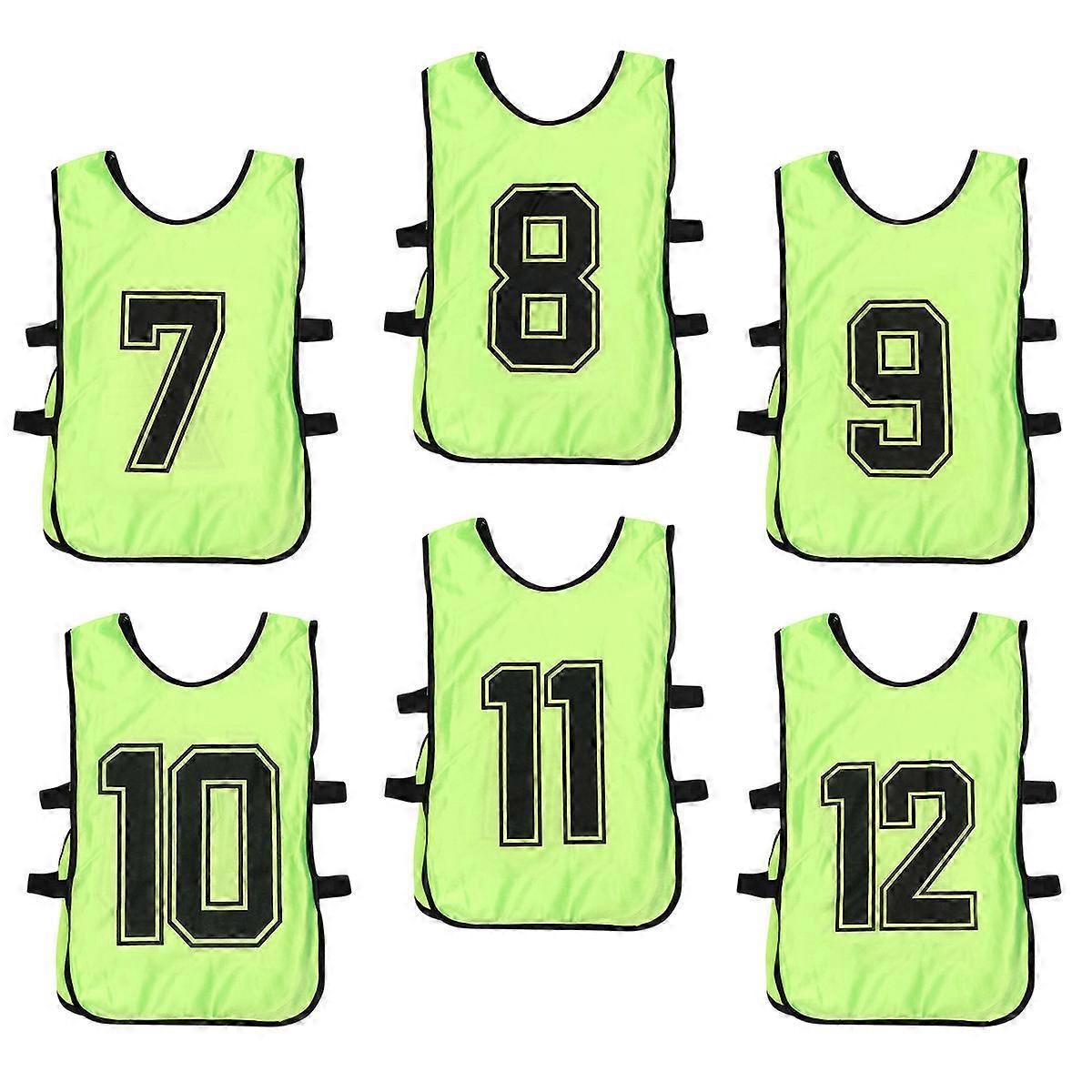 Durable Team Practice Vests 6Pcs For Young Athletes Sports Training Green Polyester Material Ventilation Feature