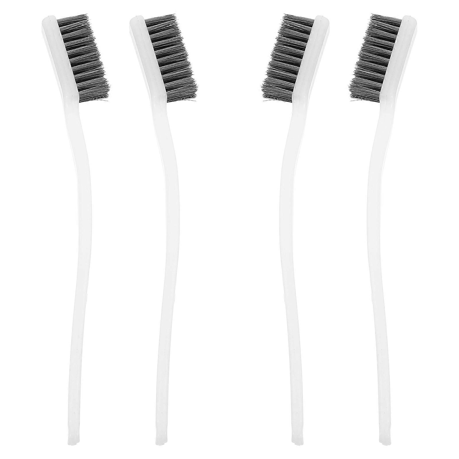 4 Pcs Mini Wire Brush Set Curved Handle Steel Cleaning Brushes for Welding Slag and Toothbrushes