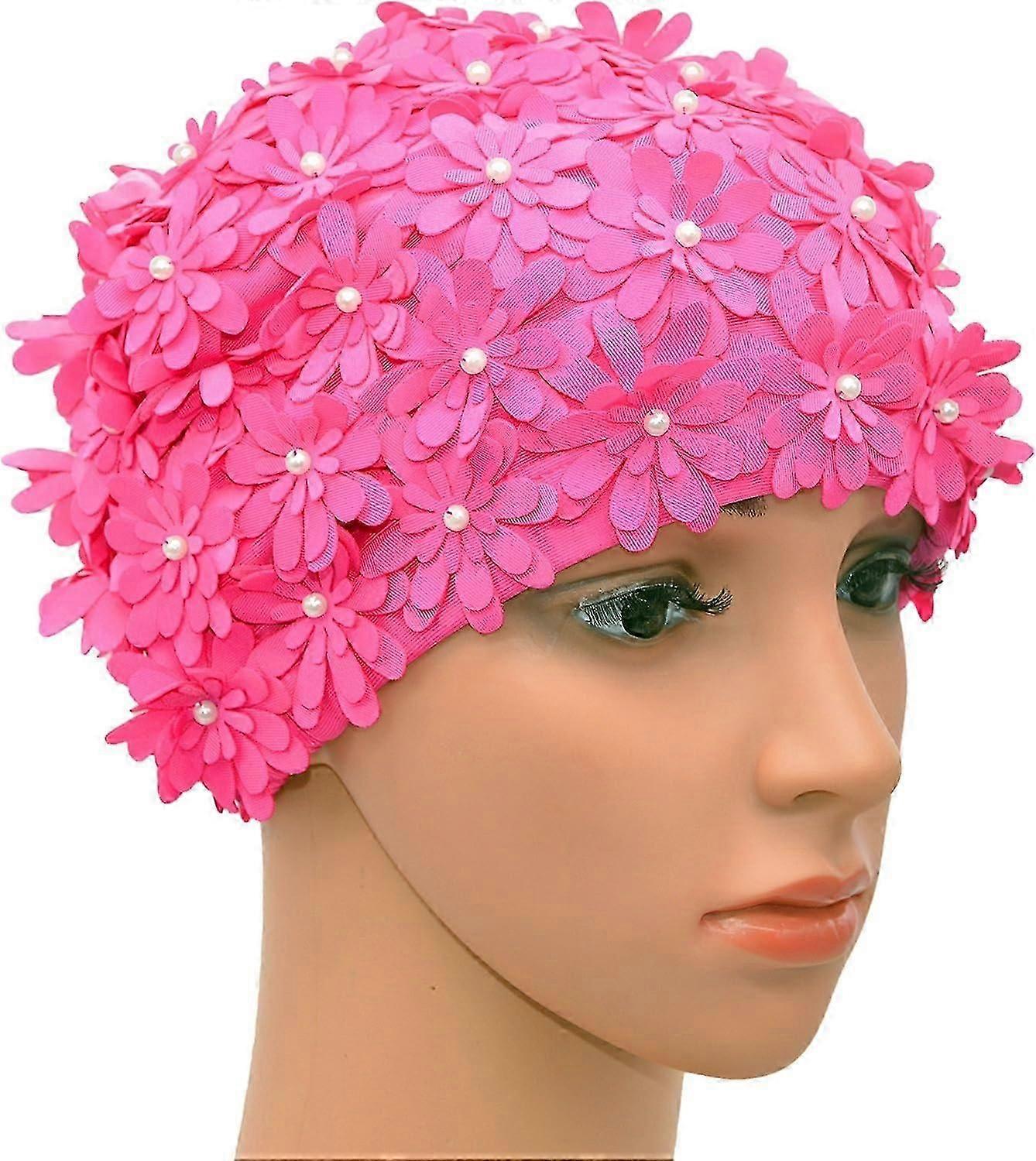 Petal Women's Multi-Layer Vintage Swim Cap Pink