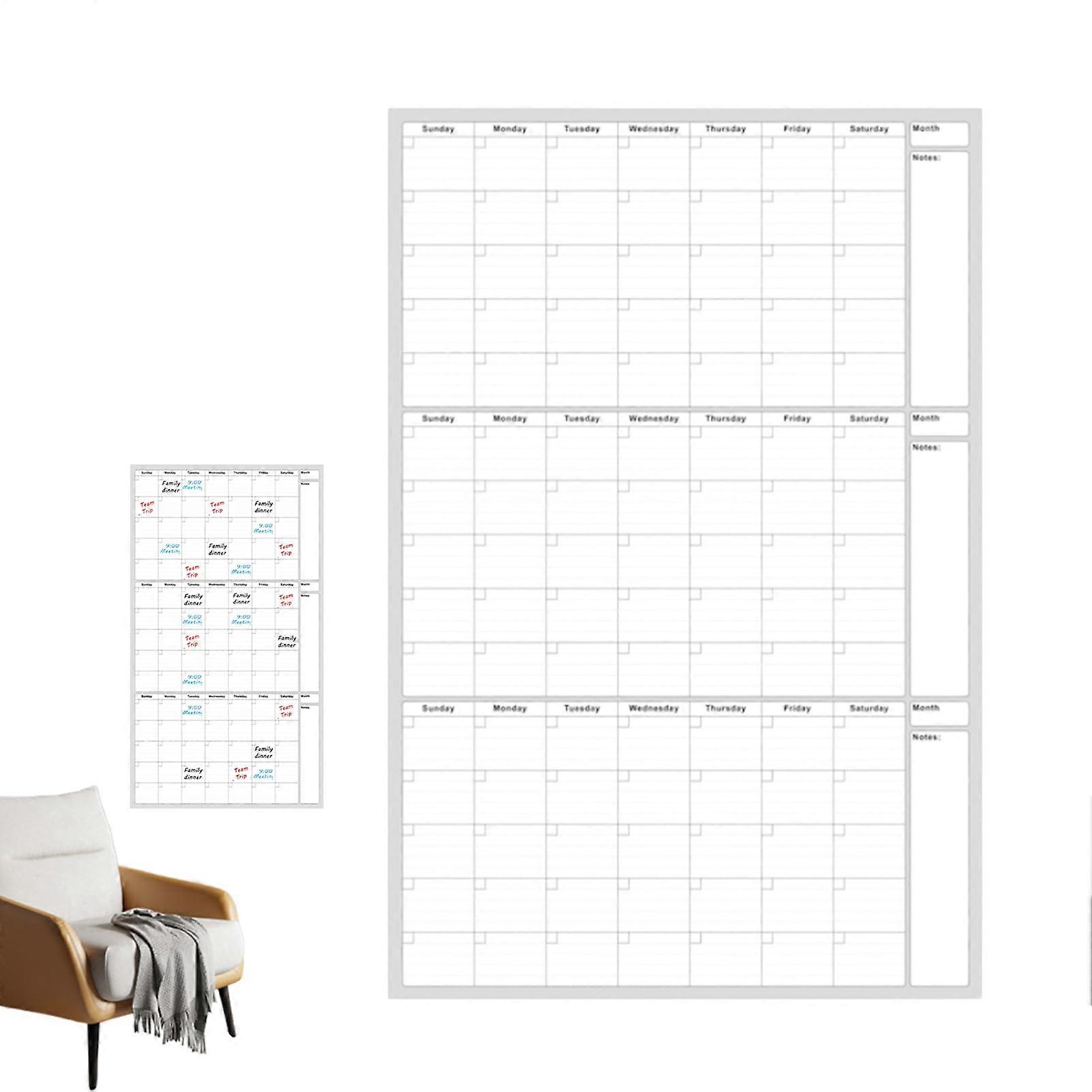 Wall Calendar Dry-Erase Whiteboard Calendar Extra Large 121.9 x 81.3 cm With To-Do List And Notes For School, Teachers