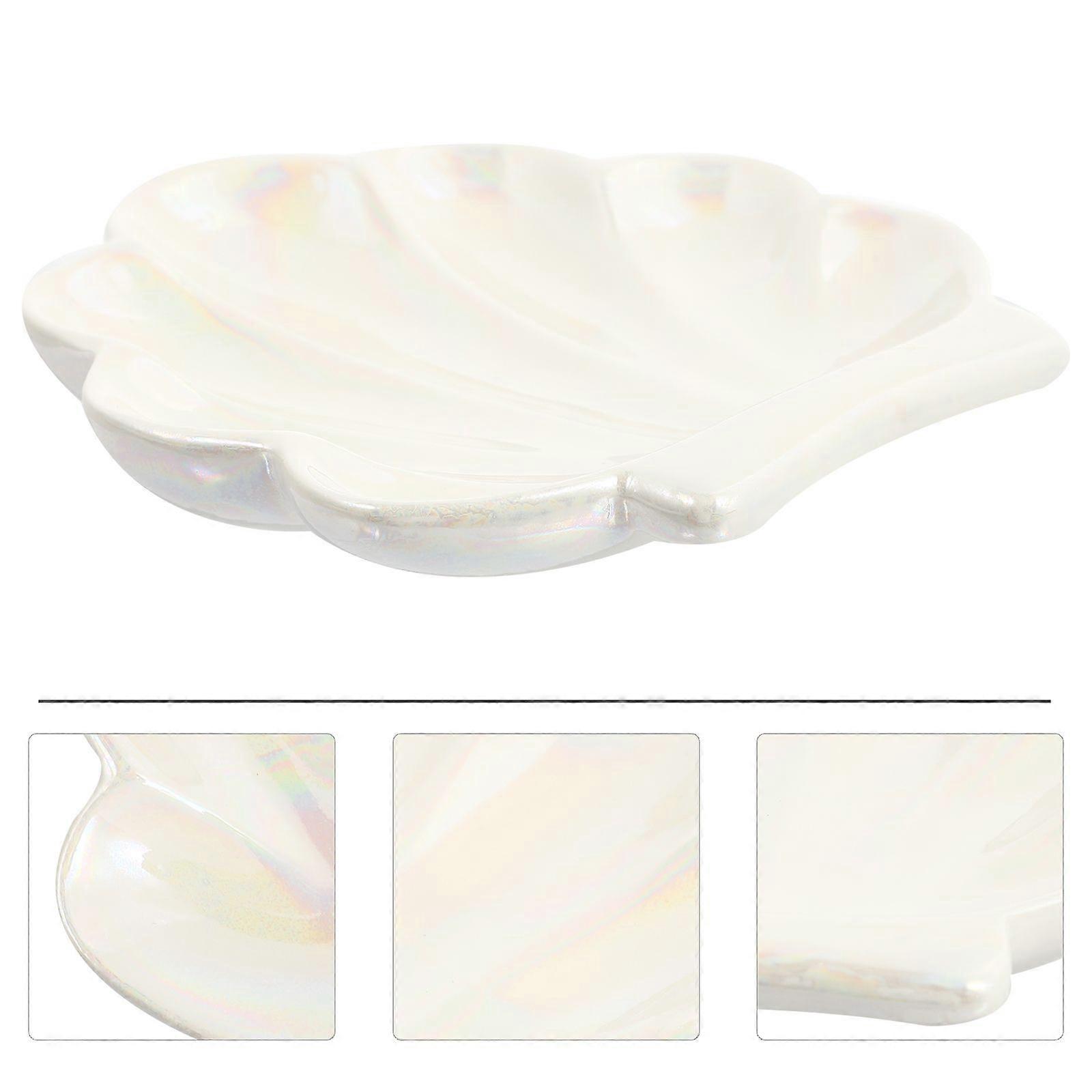 1Pc Ceramic Cosmetic Tray Seashell Modeling Storage Tray Household Decor