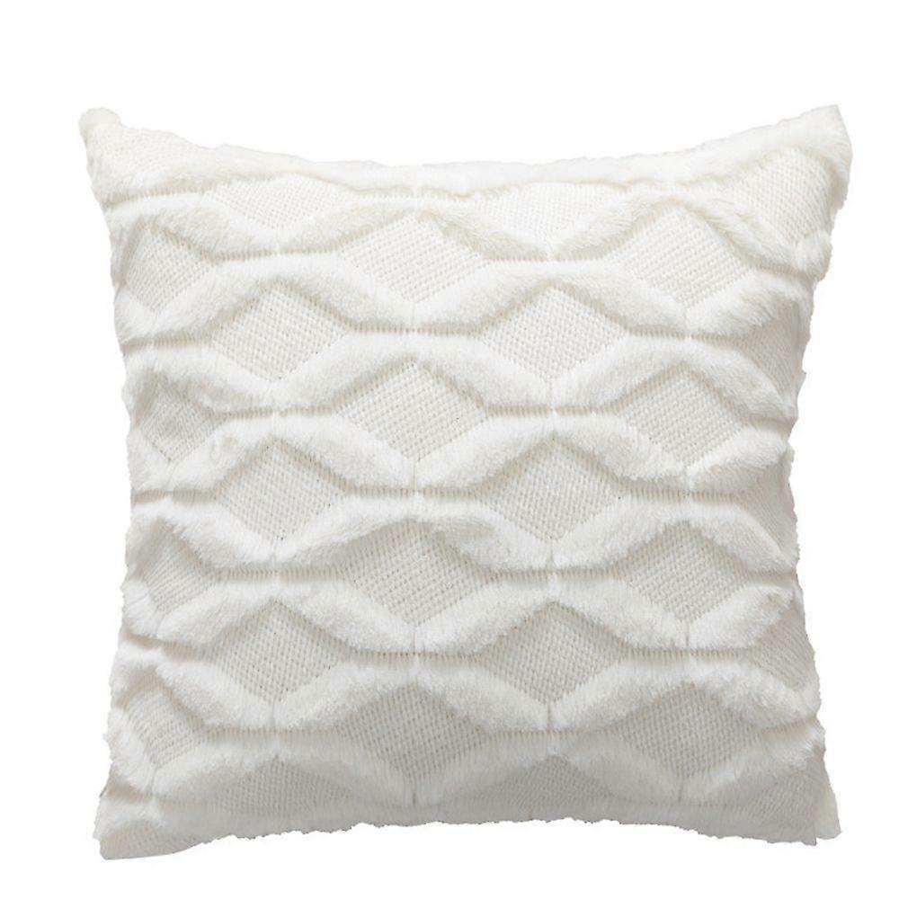 Solid color plush quilted cushion cover with rabbit design, perfect for sofa.