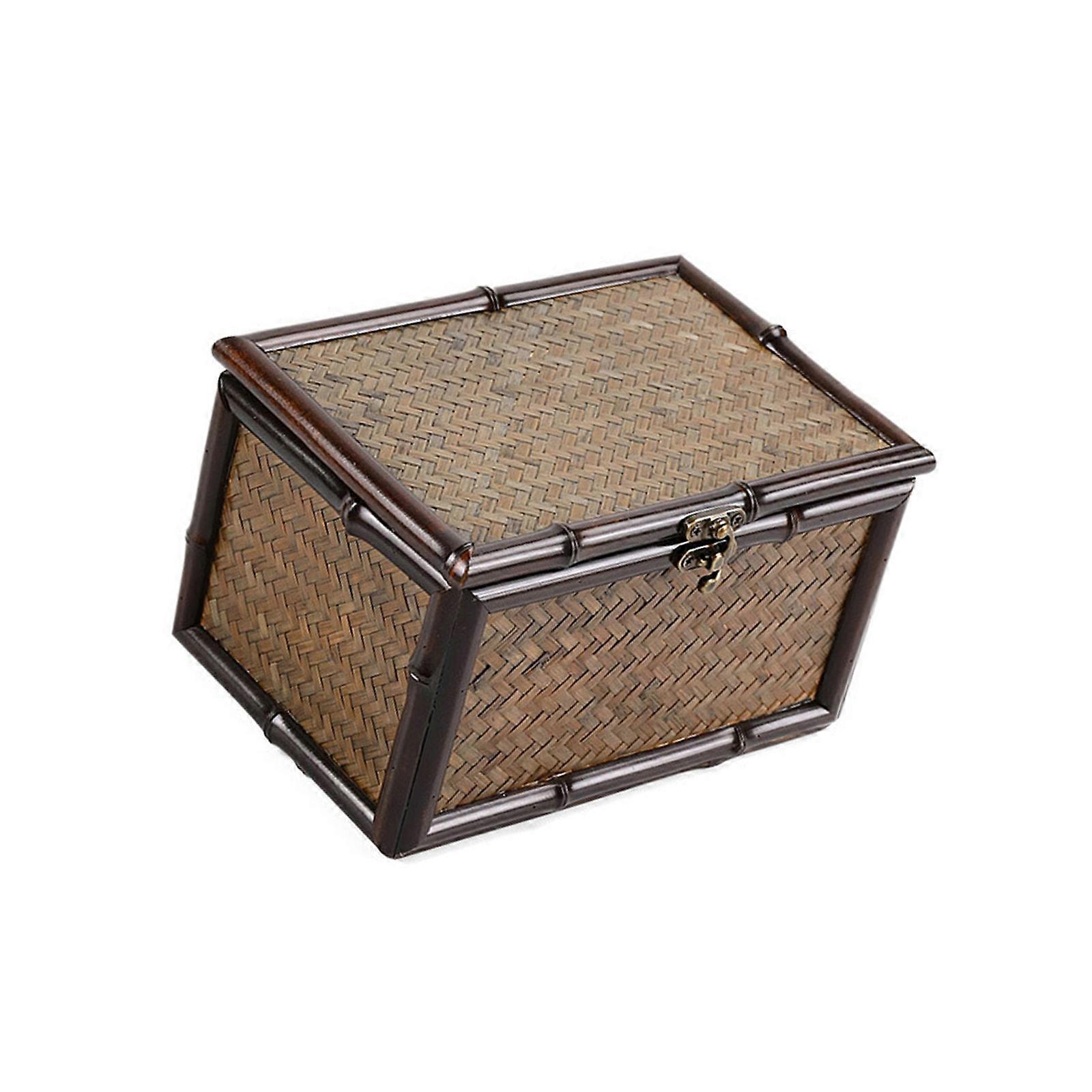 Modern Styles Bamboos Box With Artistics Lid Handcraft Wood Finish for Tidying Living Multicolor