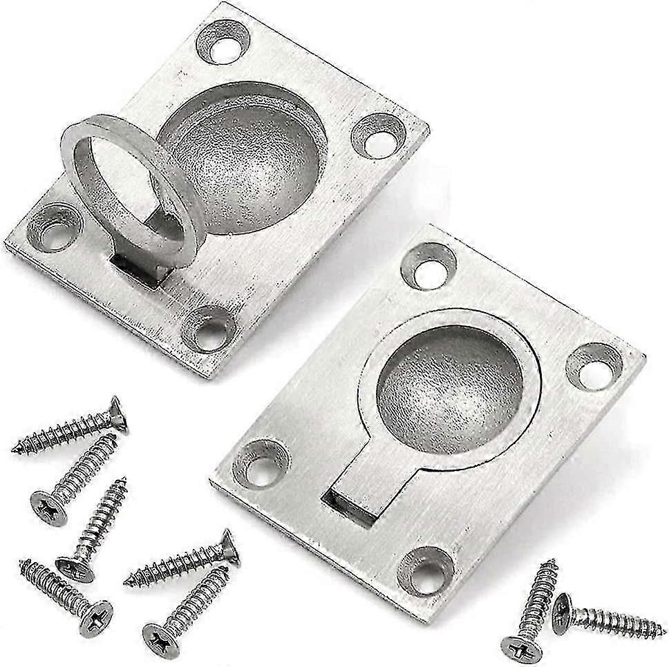 مقابض سحب حلقة التدفق ، 49 × 39 مم الفولاذ المقاوم للصدأ قارب هاتش خزانة اليخوت البحرية الدائرية تسحب مقبض درج الخزانة المخفي مع مسامير التركيب (2 قطعة