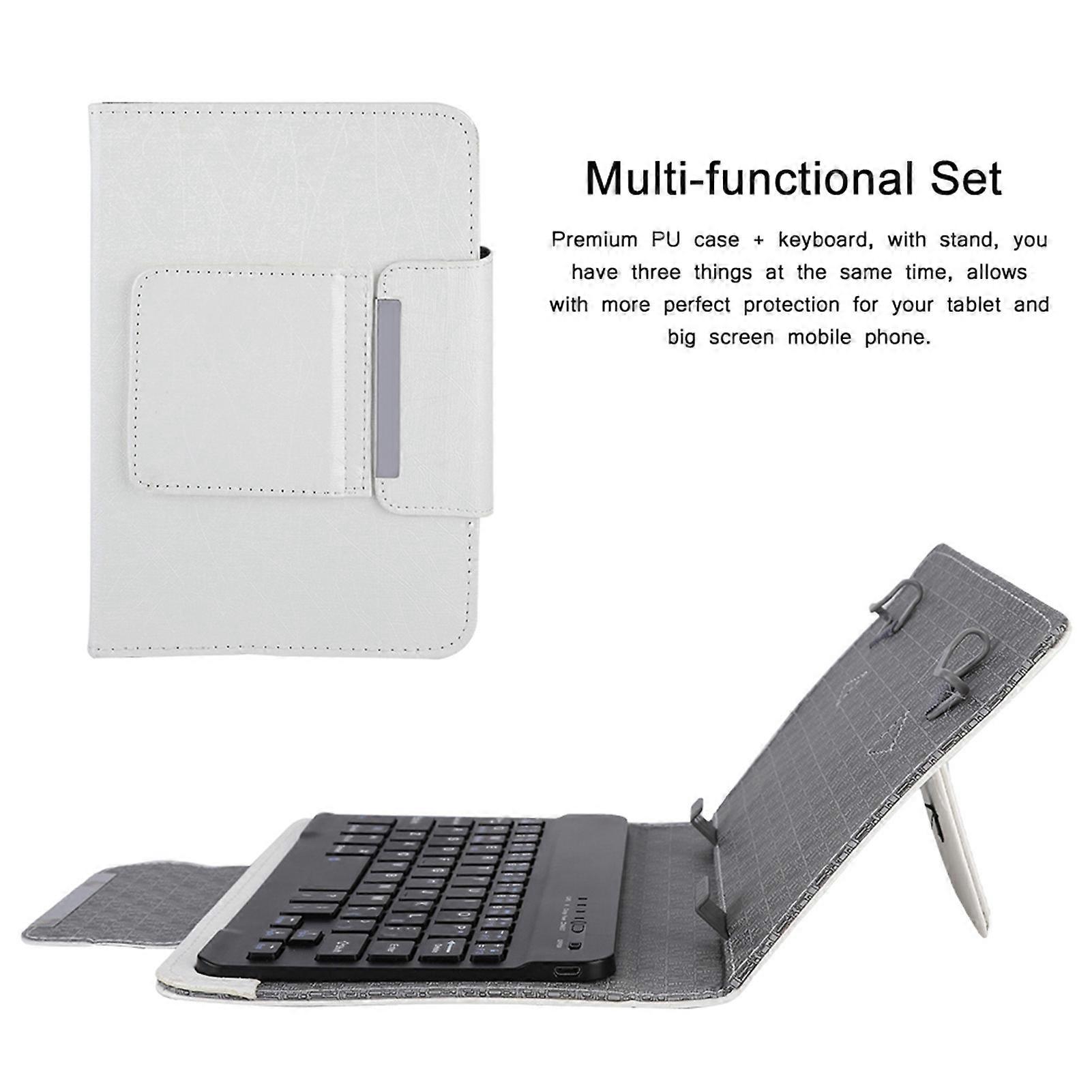 7.0''-7.9'' Universal PU Case Bluetooth Keyboard White Set