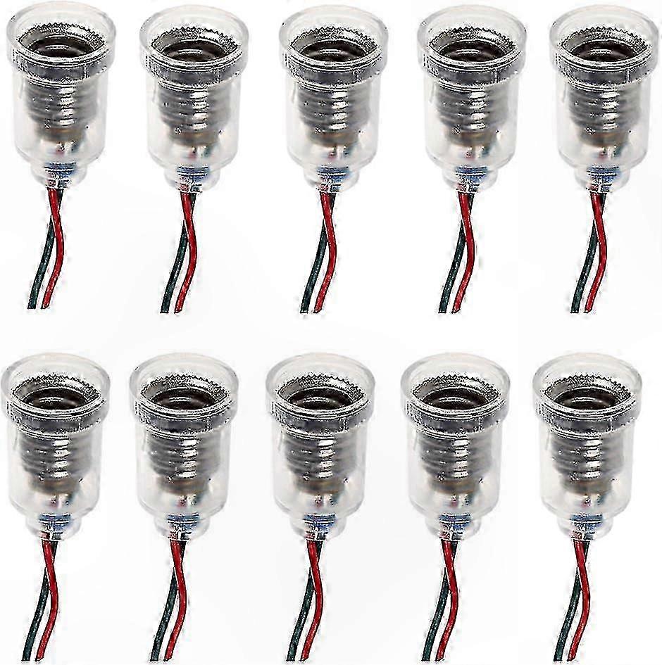 E10 LED Bulbs, 10-Pack with Screw Mount and Wire Socket for DIY Projects and Electrical Testing Kits