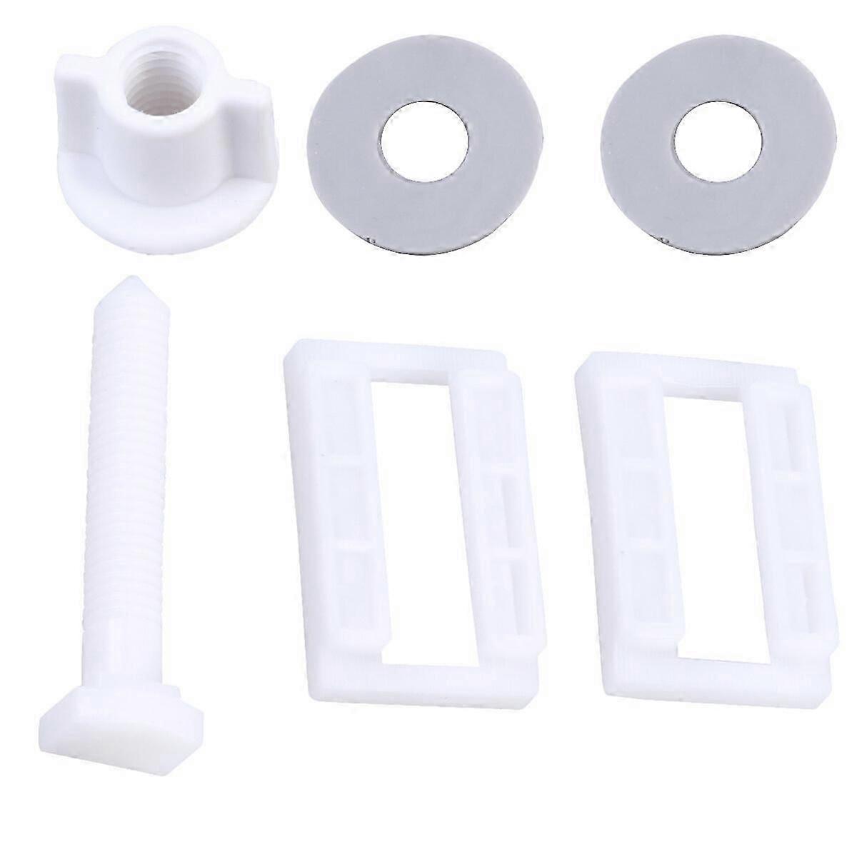 6Pcs Plastic Toilet Seat Hinge Bolt Screw with Nuts and Washers Set 39 x 24mm