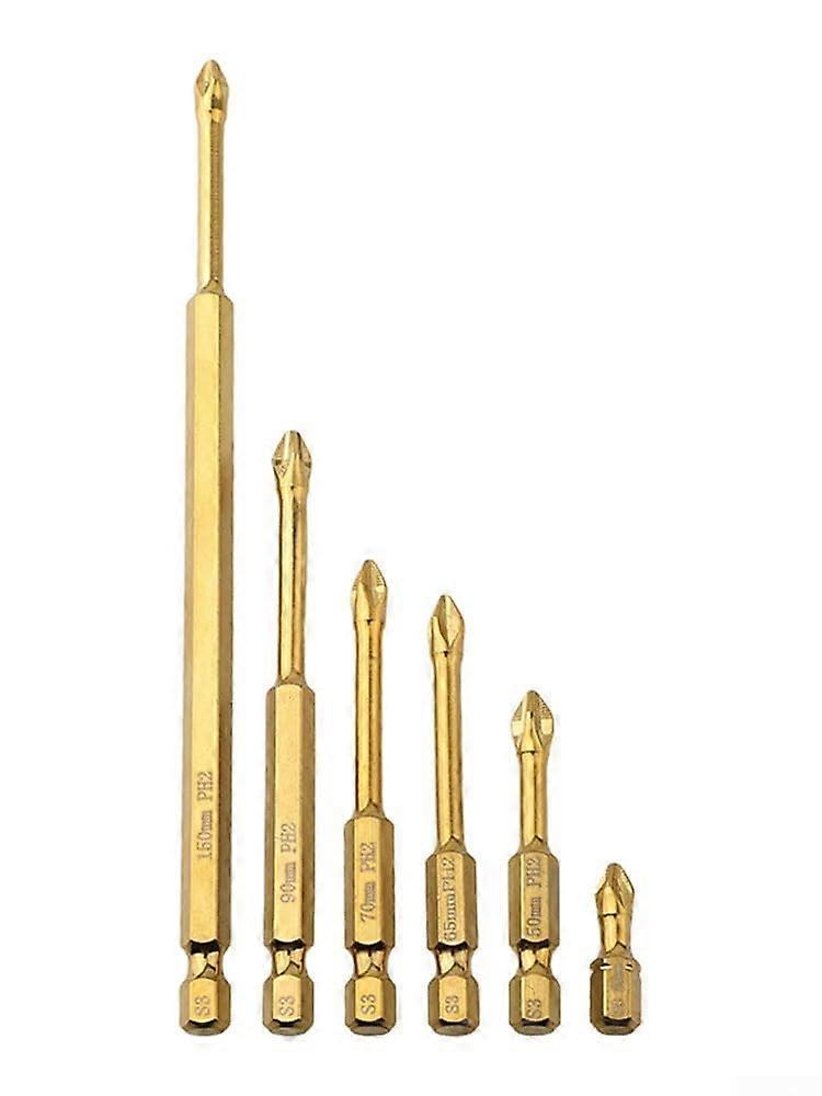 6Pcs Magnetic Cross Screwdriver Bits Set For Electric Screwdrivers And Hand Drills Nonslip Hex Shank