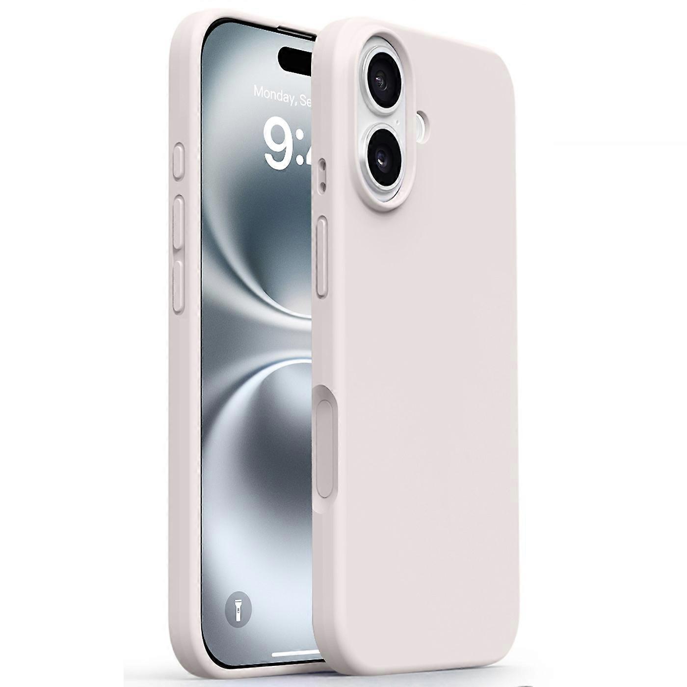 For iPhone 17 Case Soft Microfiber Lining Liquid Silicone+PC Phone Cover - Antique White