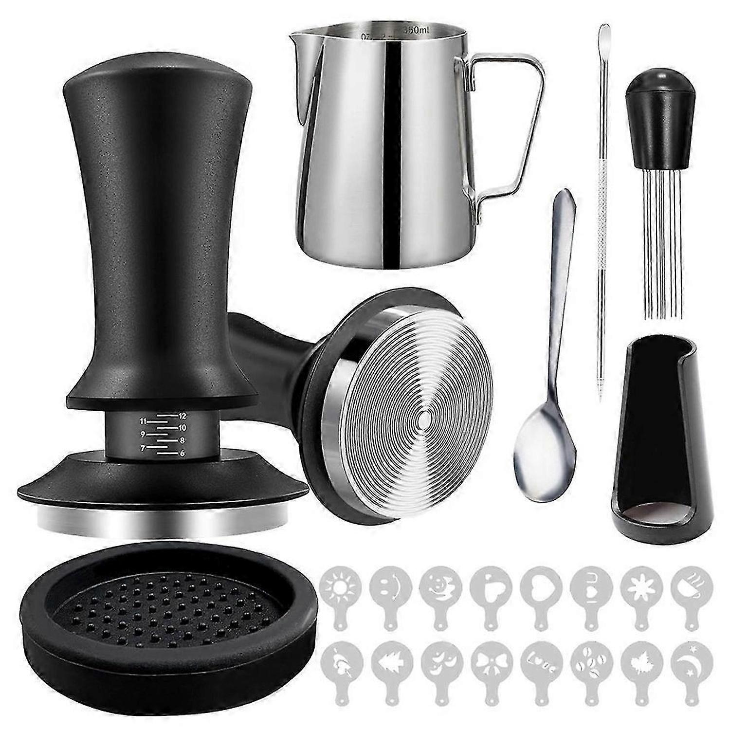 22 PCS Espresso Accessories Coffee Espresso Tamper Set with Espresso Tamper WDT Tool Coffee Stirrer Frothing Pitche 51mm