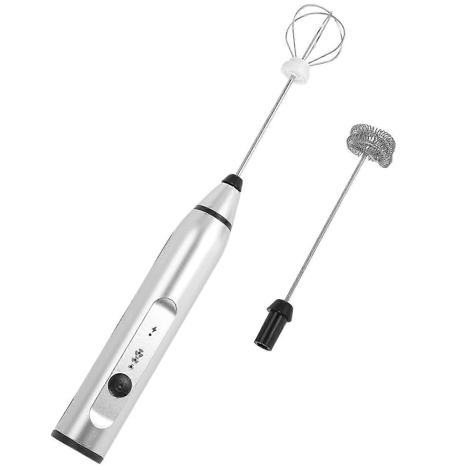 Rechargeable Electric Milk Frother With 2 Whisks, Handheld Foam Maker