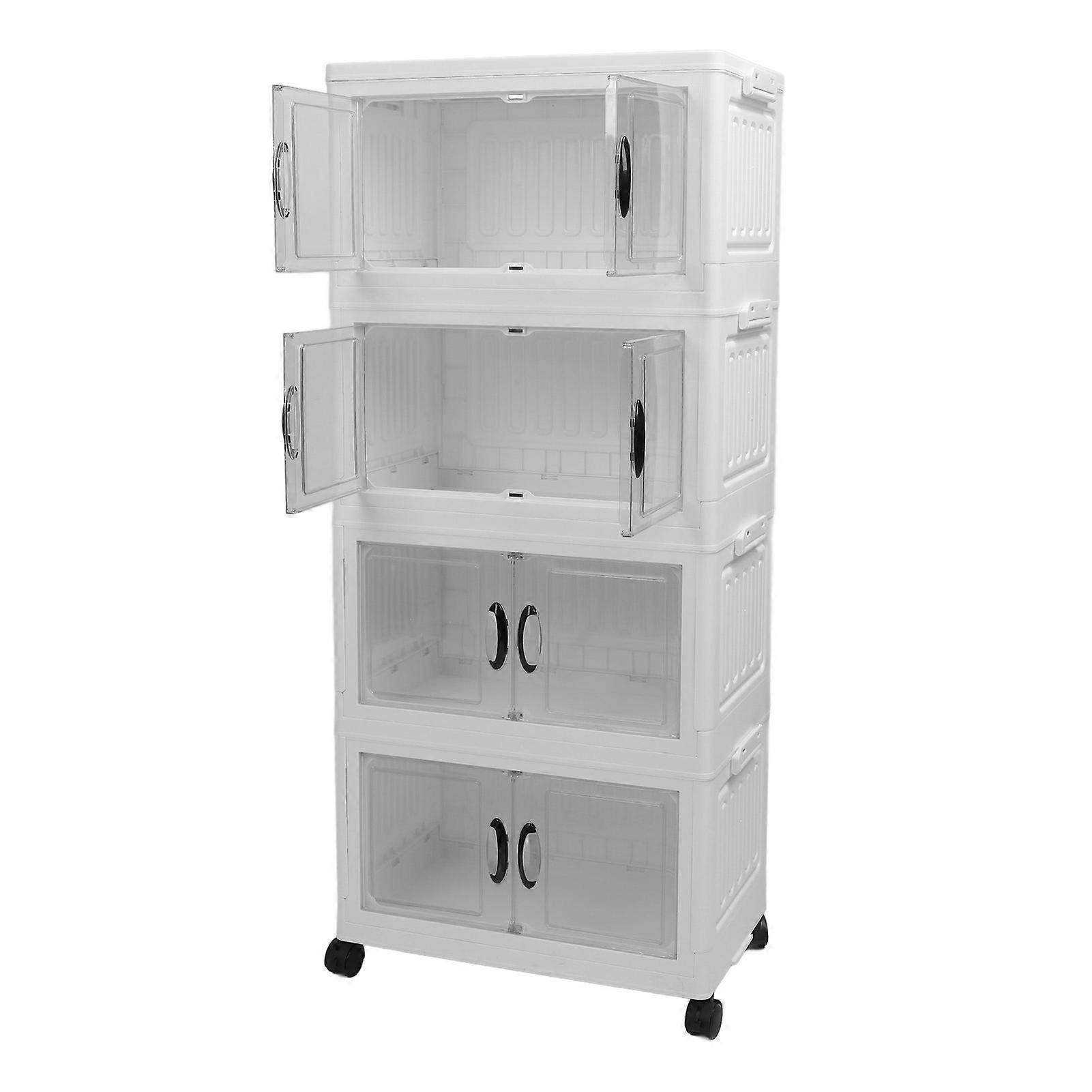 Foldable Storage Cabinet with Wheels, Stackable PP Organizer 6.1kg