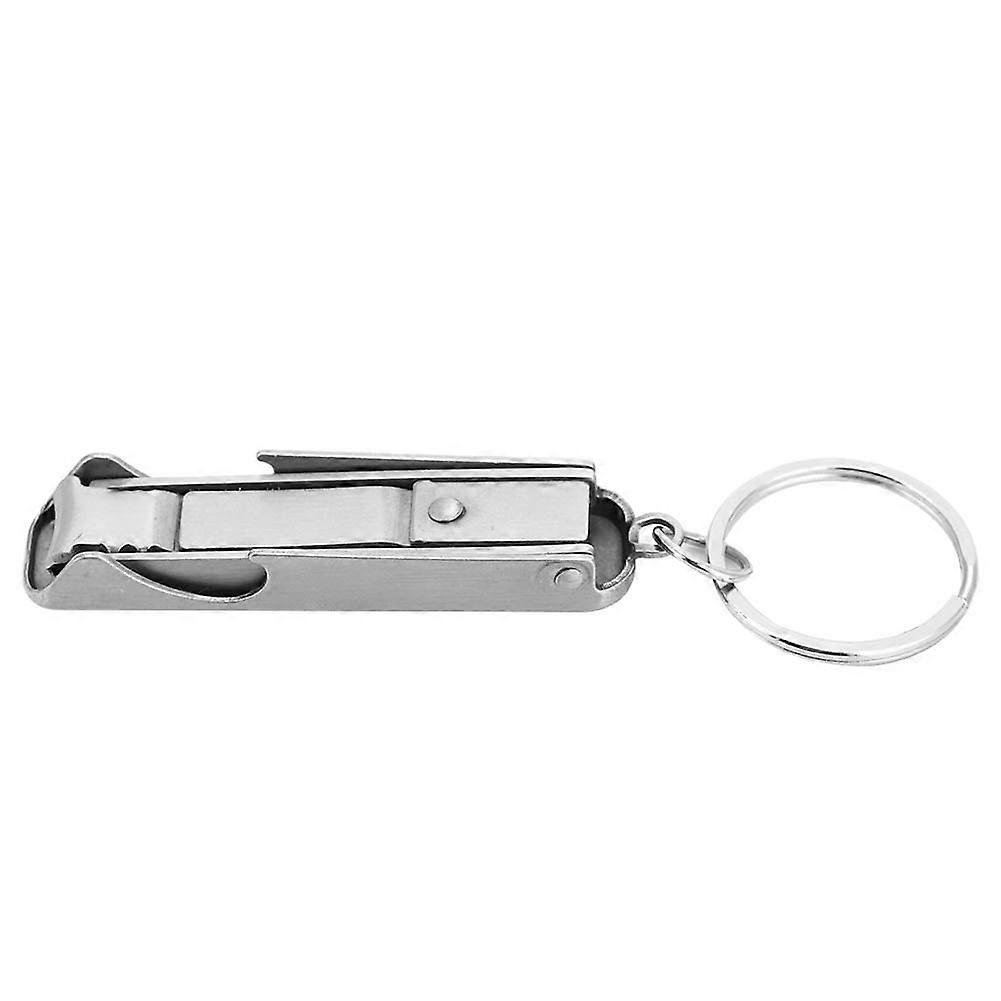 Outdoor Multi function 2 in 1 Mini Tool Key Chain Ring Nail Cutter Clippers Bottle Opener