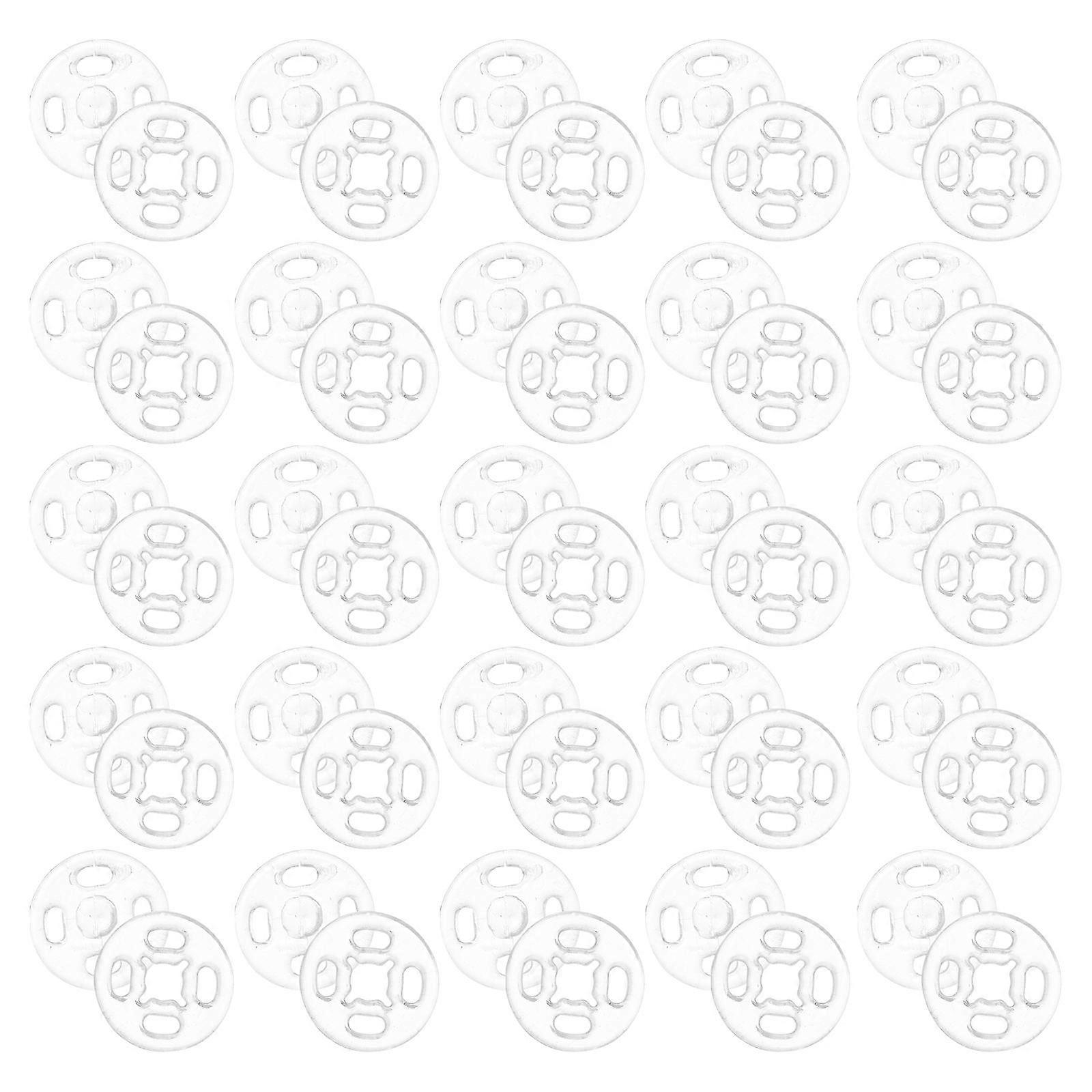 Clothes Snap Buttons Transparent Plastic Concealed Buttons for Clothes Use 2Pcs 2 Bags