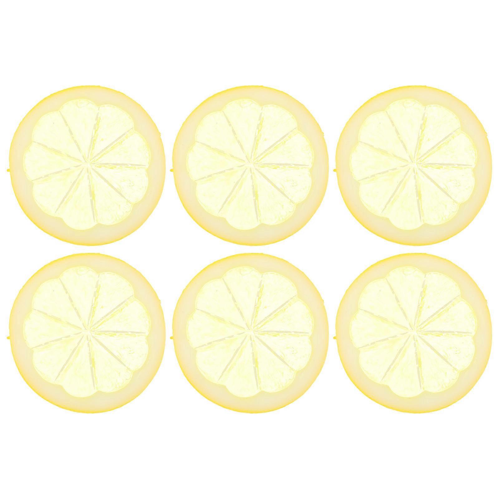 PVC Lemon Slices Artificial Fruit Decoration for Decor 6Pcs Yellow Slices