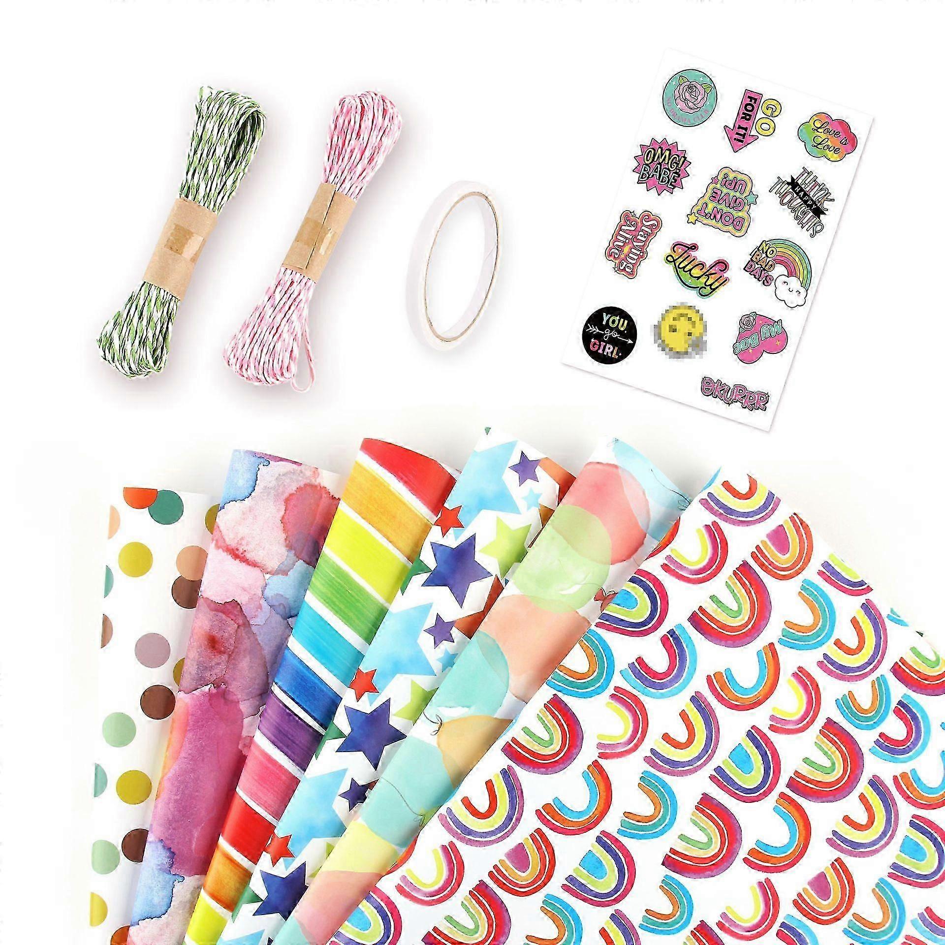 Holiday Reversible Wrapping Paper Bundle Set, (Pack of 6, 50X70CM) Multi-color