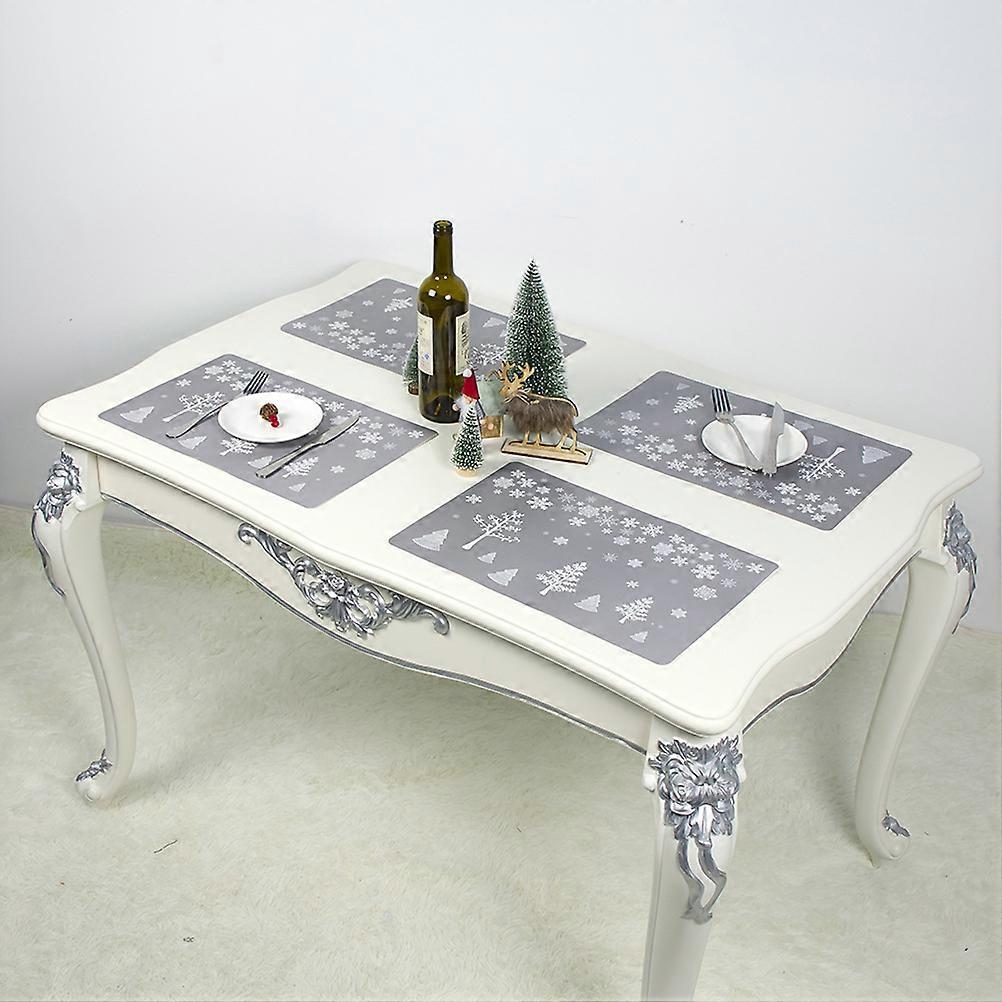 Christmas Placemat Dining Mats Set for Table Protection 12Pcs Grey Tree Design