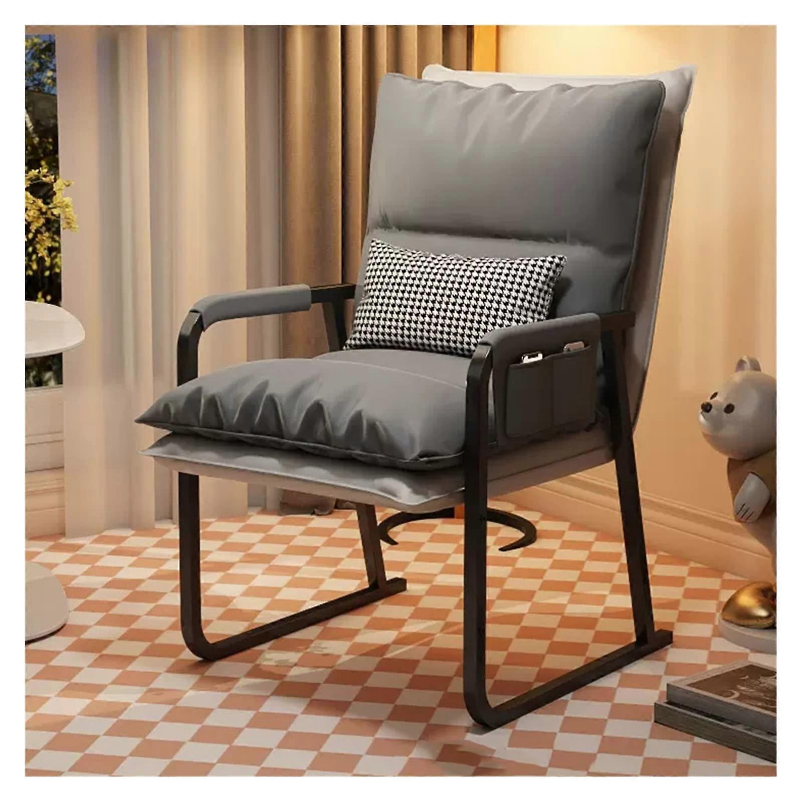 Gray Arm Chair With Lumbar Support And Thickened Seat Cushion No Wheels For School And Guest Reception Waiting Room Grey