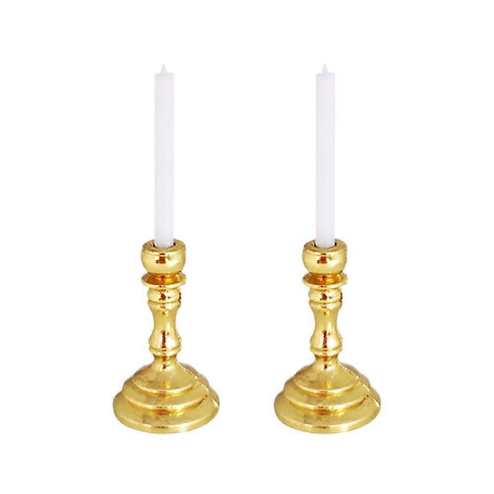 2Pcs Doll House Candlesticks Christmas Scene Props Dinning Table Decorations