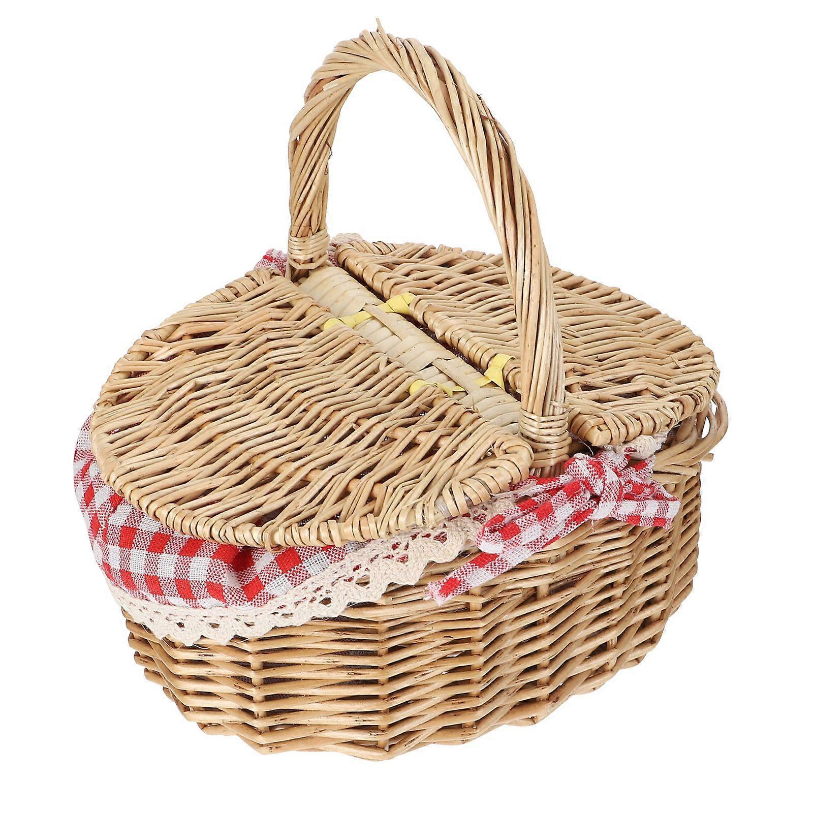 1pc Wicker Weben Korb Obst Brot Gemüse Korb Picknick Hause Korb